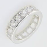 Sterling SilverFull Eternity Band Ring White Topaz 4mm Stone White Topaz N00 - Syzjewelry